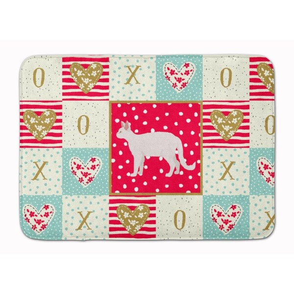 Carolines Treasures 19 x 27 in. White Devon Rex Cat Love Machine Washable Memory Foam Mat CK5596RUG - main